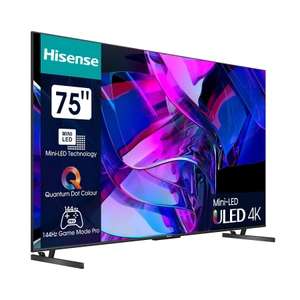 HISENSE 75U7KQ LED TV (Flat, 75 Zoll / 189 cm, UHD 4K) [MM/S APP] (bei Abholung) + Wunschgutscheine 8% eff. ~ 897,-