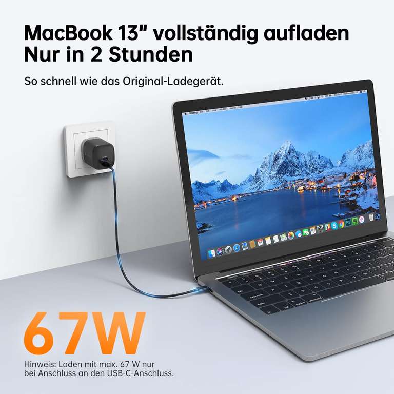 [Personalisiert] NOVOO 67W USB C Ladegerät GaN Ⅲ USB C Netzteil Schnellladegerät - Doppelte Gutscheine (Prime / Händler: Mbest EU)