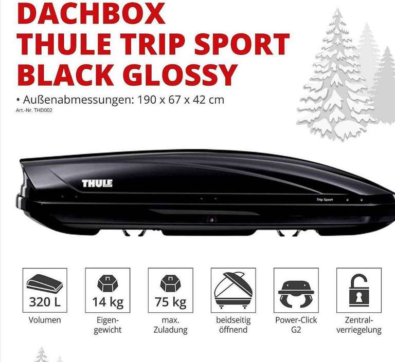 Dachbox Thule Trip Sport Black Glossy, 320l, A.T.U Filialabholung