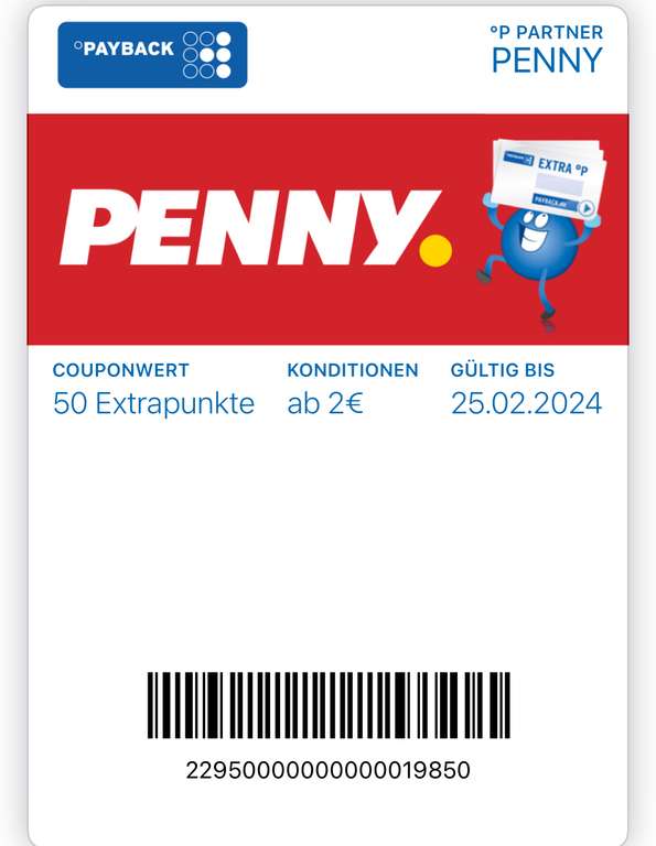 [Payback] 100 bzw 50 Extrapunkte bei Penny ab 2€ Einkaufswert | gültig bis zum 25.02.2024