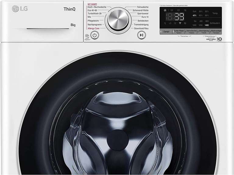 [LG Neukunden] Wunschgutschein & 3 zusätzliche Jahre Garantie: z.B. LG F4WV708P1E Waschmaschine + 30€-Gutschein (8kg, 1400 U/min, Triple A)