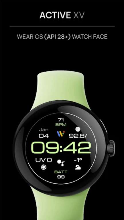 (Google Play Store) Awf Active xV: Watch face (WearOS Watchface, digital)