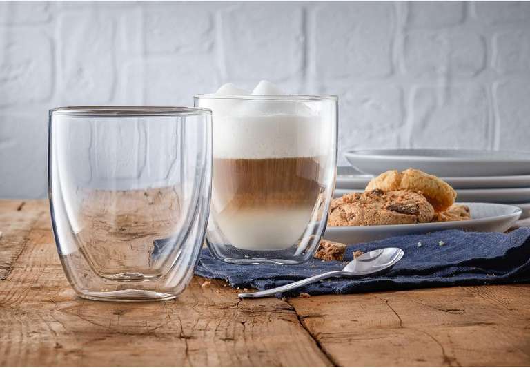 (Prime) WMF Kult doppelwandige Cappuccino Gläser Set 6-teilig, Borosilikatglas, 250ml