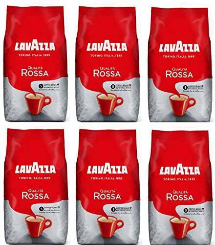 (Prime Spar-Abo) Lavazza Kaffeebohnen - Qualità Rossa - 6er Pack (6 x 1 kg) 9,34€/kg
