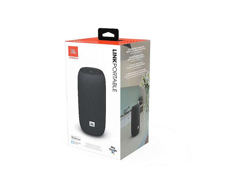 JBL Link Portable Bluetooth Lautsprecher ( Google Sprachsteuerung, WLAN, AirPlay2, Chromecast, 8 Stunden Wiedergabezeit, IPX7, Ladestation )