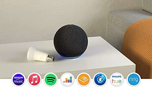 (Amazon) Echo (4. Generation, nicht Dot) verschiedene Farben, inkl. Philips Hue Smarte Lampe (E27)