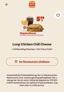 [Burger King] King des Monats [Long Chicken Chili Cheese]