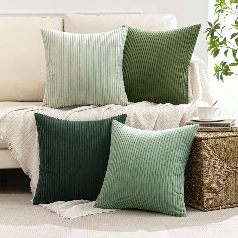 MIULEE Kissenbezug 40x40 4er Set Kordsamt Forest Green 12,96 € bei Amazon