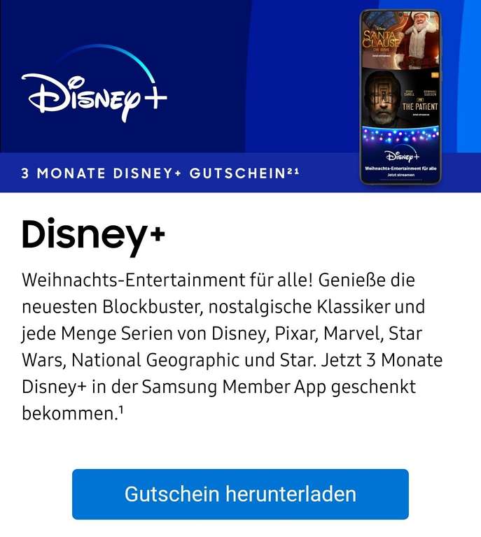 3 Monate Disney+ gratis über Samsung Members-App