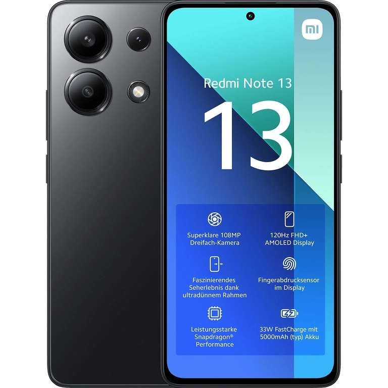 XIAOMI Redmi Note 13 128 GB Midnight Black Dual SIM für 159 Euro bei MediaMarkt - verschiedene Farben
