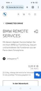 BMW VERNETZTER ANTRIEB: REMOTE-DIENSTLEISTUNGEN Unbegrenzt ( War 79 € pro Jahr )