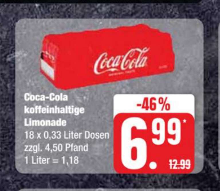 [Edeka Nord] 18 x Coca Cola Dosen 0,33l -> ca. 0,39€/Dose