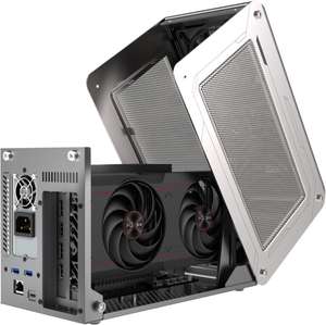 Sapphire GearBox 500 eGPU inkl. Pulse AMD Radeon RX 6600 XT (TB3 mit 60W PD, 500W-Netzteil, HDMI 2.1, 3x DP 1.2, 2x USB-A, Gigabit-LAN)