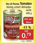ORO di Parma 3x 400g Dose Tomatenstücke (scharf) durch MARKTGURU (2,-€ CB) für rechn 0,37€ bei ZIMMERMANN