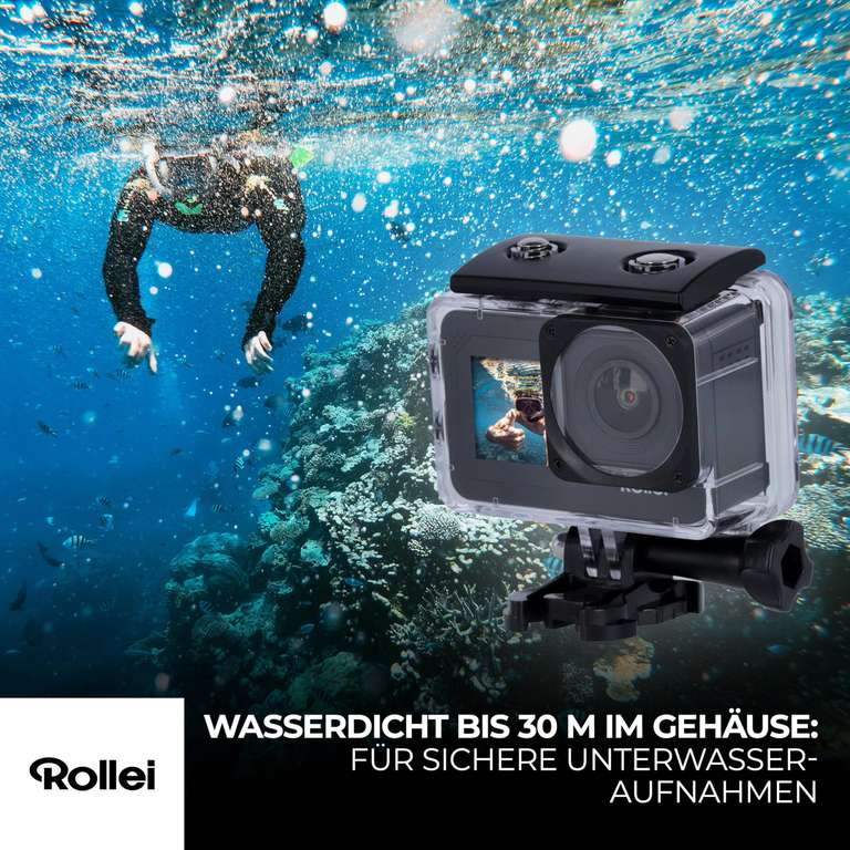 [Amazon] Rollei D6Pro Actioncam mit 5K-Video, 2,2" Touch, 30m Wasserschutz, 6-Achsen-Stabi & Mikro