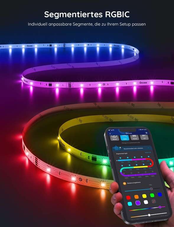 Prime] Govee RGBIC LED Strip 20m (2 x 10m), Bluetooth, Segmentcontrol, Musik Sync, Appsteuerung