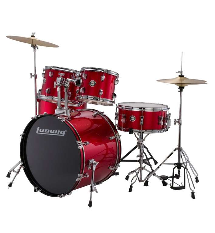 Ludwig Accent Drive, Schlagzeug Komplettset, inkl. Hardware&Becken, m Farbe Rot 411€ | Ludwig Accent Fuse Set, drei Farben 442€