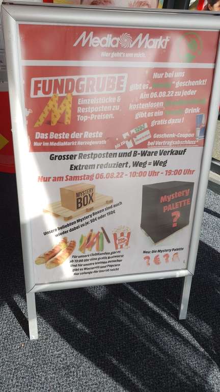 Lokal Media Markt Herzogenrath - Gratis Red Bull/Grillwurst/Popcorn/Eis - Mysteryboxen Aktion