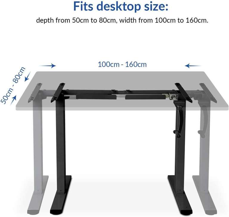 FLEXISPOT Schreibtisch, höhenverstellbar, Tischgestell mit Kurbel von 71 bis 121 cm; Breite 85 bis 129 cm (Otto Mp)