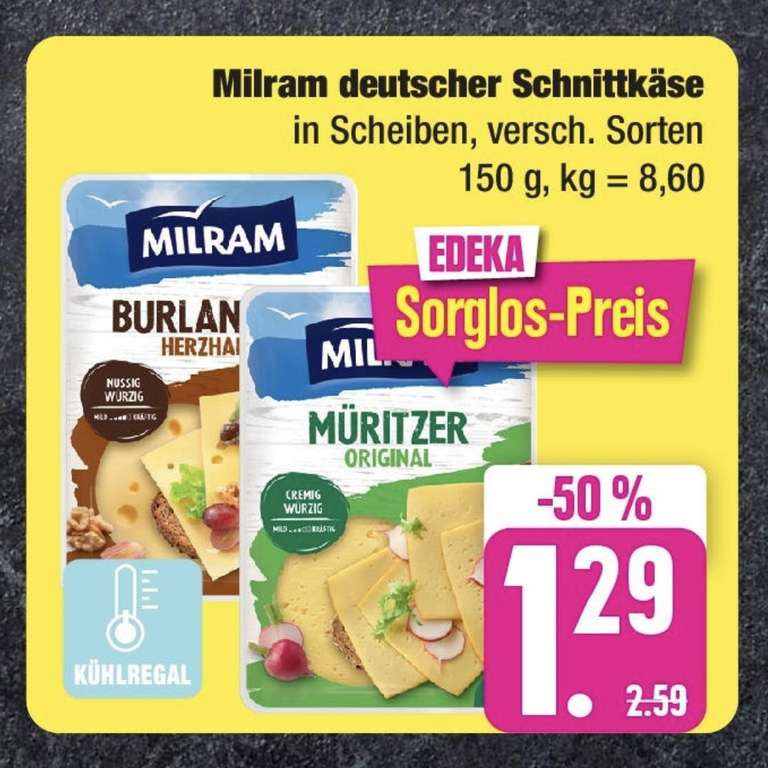 MILRAM 150g Käse für 8,60€/kg bei EDEKA & Co.