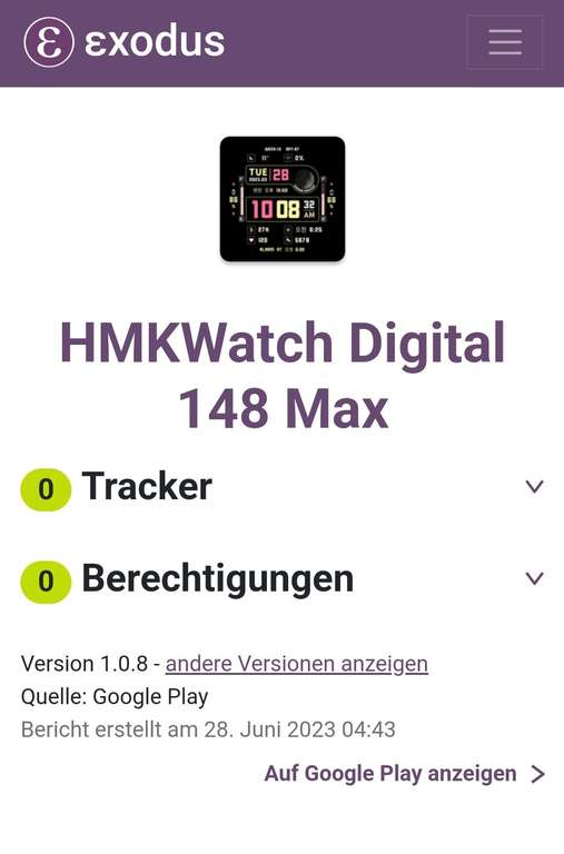 (Google Play Store) HMKWatch Digital 148 Max (WearOS Watchface, digital)