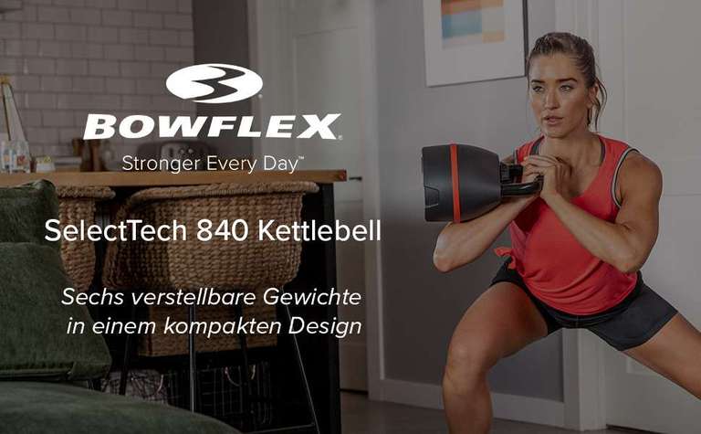 Bowflex SelectTech 840 Kettlebell (6 einstellbare Gewichte: 3.5/5.5/9/11/16/18kg, Drehknopf, 22.4x17.8x31.8cm)