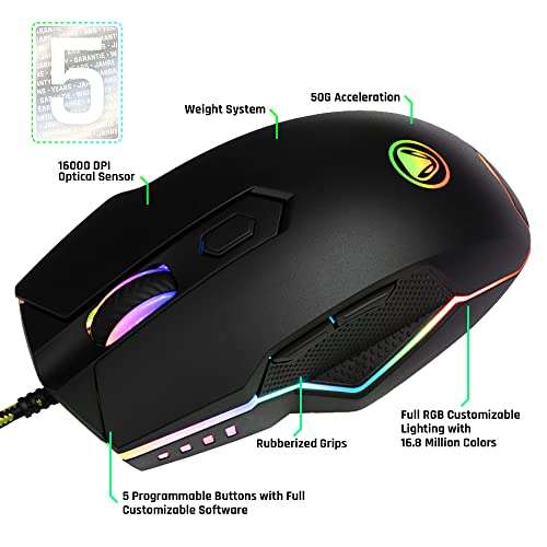 Snakebyte Ultra RGB Gaming Maus mit 16.8 Mio Farben, 16.000DPI, 5 programmierbare Tasten für 15,98€ (Amazon Prime)