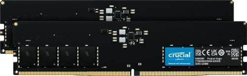 Crucial RAM 64GB Kit (2x32GB) DDR5 4800MHz CL40 Desktop-Speicher 169,49€ / 2x16GB DDR5 4800MHz CL40 für 89,99€