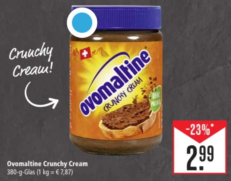 Ovomaltine Crunchy Cream 380 g Glas für 1,99 € (Angebot + Coupon) - ohne Palmöl [Lokal Marktkauf Kaiserslautern?]