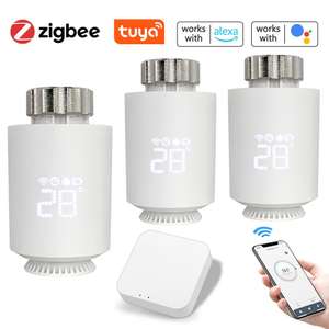 Tuya Zigbee 3x Heizkörperthermostat und 1x Gateway (oder 5 Thermostate für 82,30€)