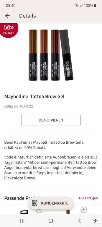 [Rossmann App] 50% Rabatt auf Maybelline Tattoo Brow
