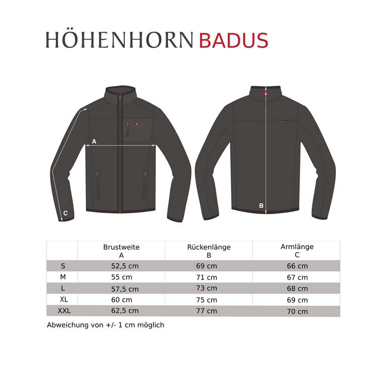 Höhenhorn Badus Herren Fleece Jacke | in 5 Farben von Gr. S bis 3XL, (94 % Polyester, 6 % Elasthan-Stretch)