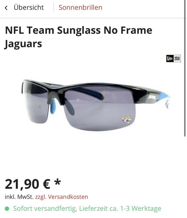 [ONLINE] 30% auf NFL Team Sonnenbrillen