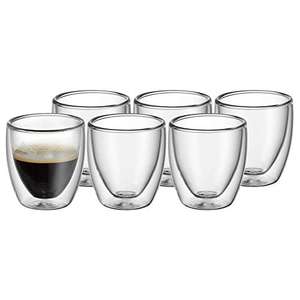WMF Kult doppelwandige Espressotassen 6-tlg. Set (80ml pro Glas, Borosilikatglas, Isolier-Effekt) für 27,99€ inkl. Versand