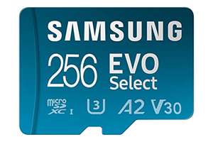 Samsung EVO Select R130 microSDXC 256GB Kit, UHS-I U3, A2, Class 10 - für 20,99€ (Amazon Prime)