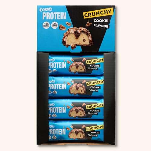 Angebot des Tages: Corny Protein Crunchy Cookie Flavor, 30% Protein, Eiweißriegel ohne Zuckerzusatz, Großpackung 12x45g PRIME