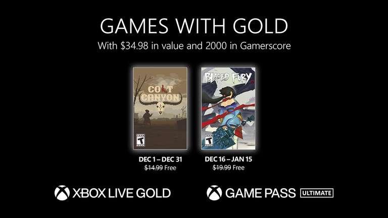 Xbox Games with Gold Dezember: Colt Canyon und Bladed Fury kostenlos