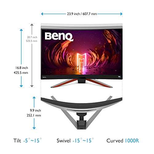 [Amazon / CU] BenQ MOBIUZ EX2710R Curved Gaming Monitor| 27 Zoll WQHD 165Hz 1ms HDR | 120Hz Kompatibel für Xbox Series X