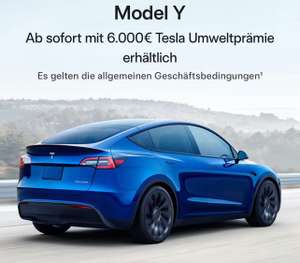 Tesla 6.000€ Umweltprämie für vorkonfigurierte Model Y