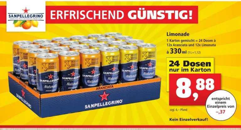 [Thomas Philipps] 24 Dosen Sanpellegrino Limonade für 8,88€ (pro Dose: 0,37€) | 19.12. - 24.12.