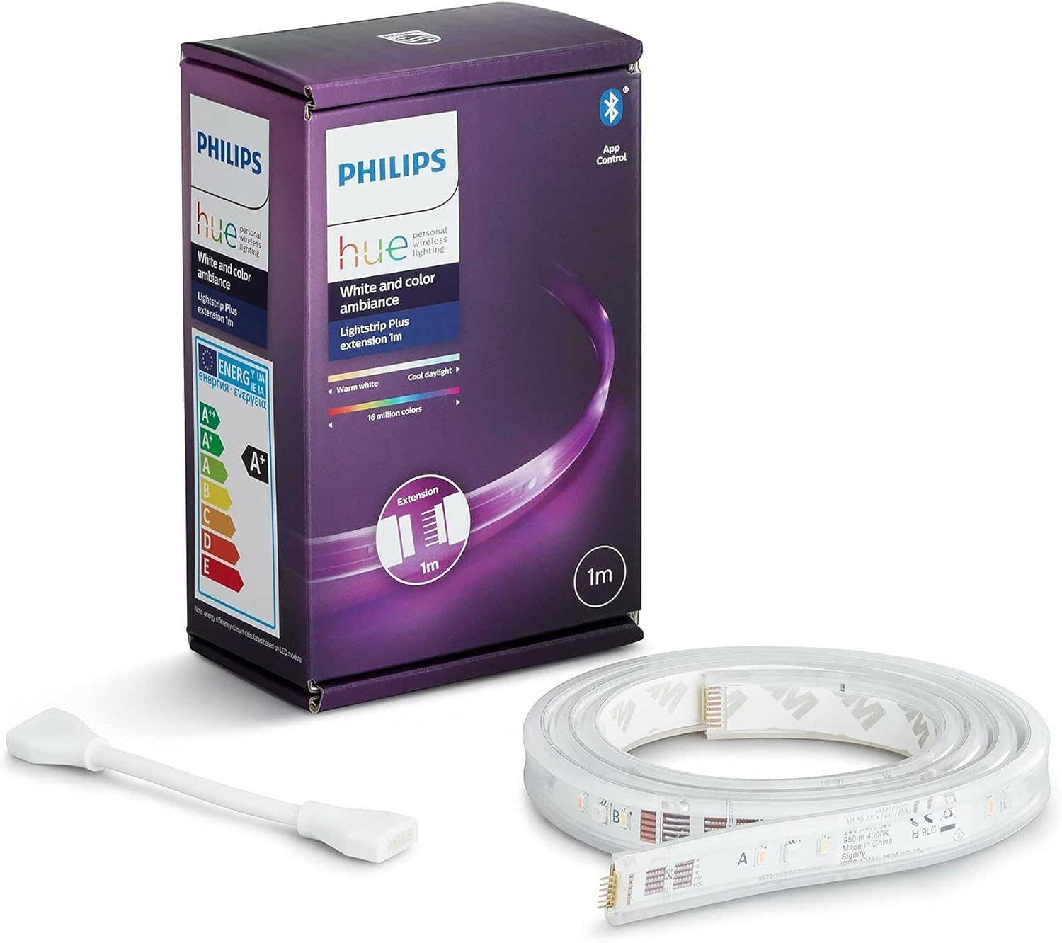 [Prime] Philips Hue White & Color Ambiance Lightstrip Plus Erweiterung 1m, 16 Mio. Farben, dimmbar, App-/Sprachsteuerung