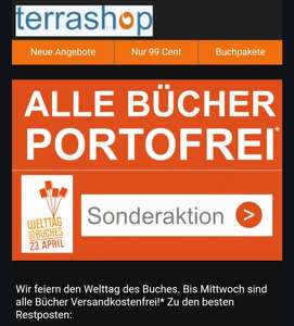 Arvelle (Terrashop-Marke) und Terrashop: Bücher und Mängelexemplare versandkostenfrei zum Welttag des Buches. 5€ Rabatt ab 50€ bis 1.5.24