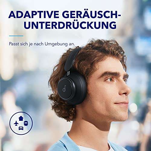 Soundcore by Anker Space Q45 Bluetooth Kopfhörer, Adaptive aktive Geräuschunterdrückung bis zu 98%, 50 Std. Wiedergabe, App Steuerung