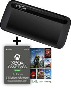 Crucial X8 Portable SSD 1TB (intern M.2 2280, QLC, ~1000MB/s) + 3 Monate Xbox Game Pass Ultimate