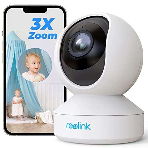 Überwachungskamera Reolink E1 Zoom; 355° Schwenk & 50° Neigung, 3x optisch. Zoom,12m Nachtsicht, 2-Wege-Audio, Dualband-WLAN, microSD, ONVIF