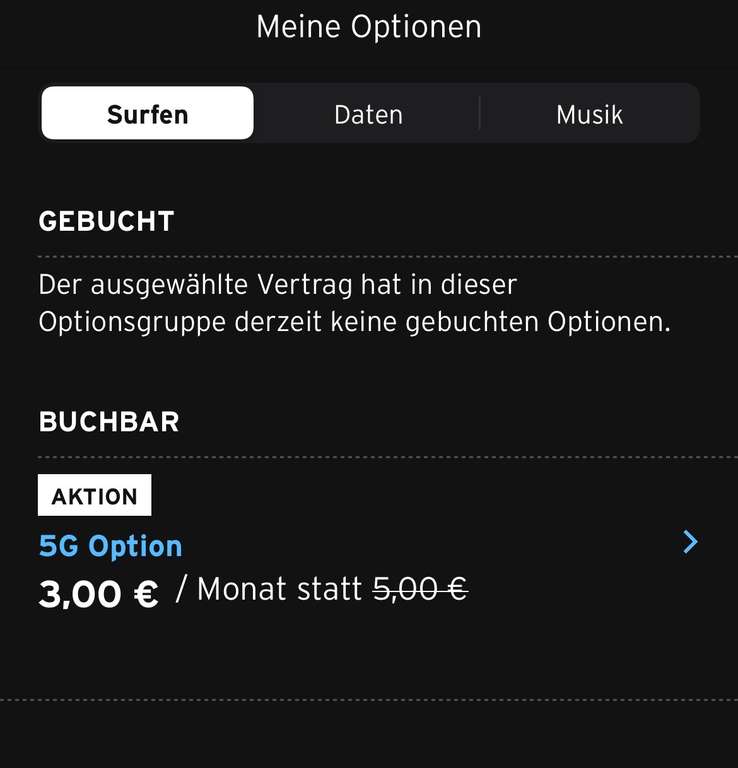 Congstar 5G Tarif Option für 3€ anstatt 5€