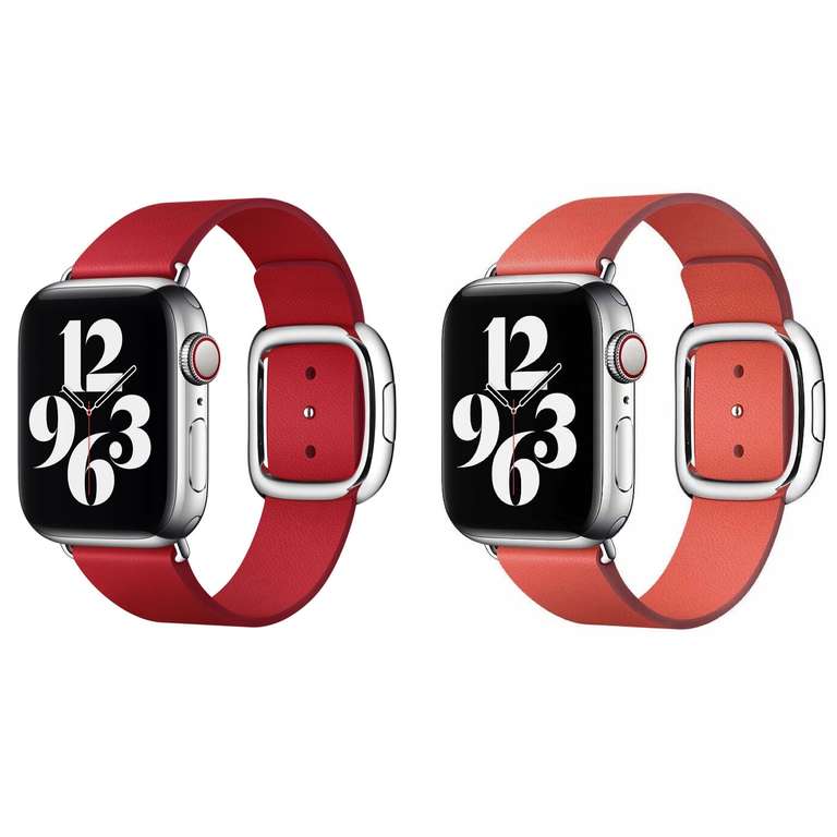 Apple Lederarmband Modern Buckle in L für die Apple Watch Series 1-8/SE in 38/40/41mm | in Scarlet (MY682AM/A) oder Rosa (MY622AM/A)