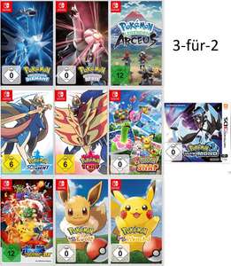 3 für 2 Pokémon Aktion | z.B. Pokémon-Legenden: Arceus, Strahlender Diamant, Leuchtende Perle, Schwert / Schild, Let's Go, Ultramond (3DS)
