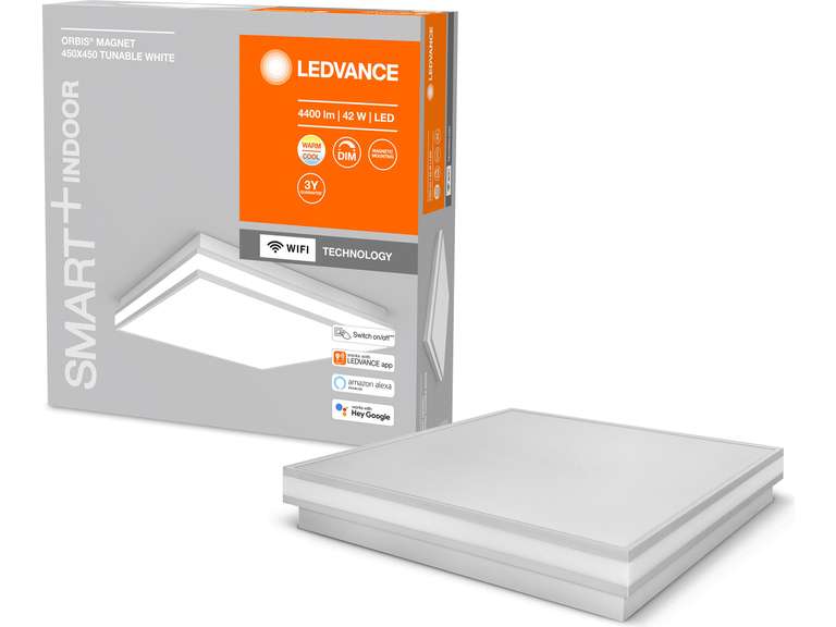 Ledvance LED-Deckenleuchte Smart+ Orbis Magnet (42 W, 4.400 Lumen, 3000 - 6500 K, 45 x 45 cm, WLAN)