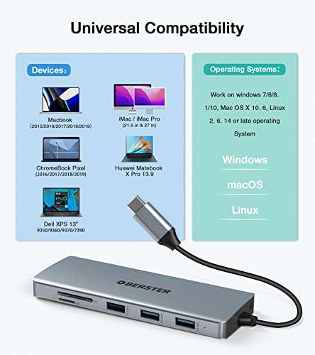 Docking Station, USB C Hub 2 HDMI Triple Display 12 in 1 Thunderbolt 3 , 1*DisplayPort, PD 100W, 4 USB Ports, Ethernet, SD/TF Kartenles